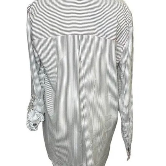 Jane & Delancey Set 2 Blouses White Black Stripes Boyfriend Fit Bundle Top Sz M - Picture 5 of 16